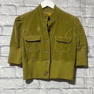 Tulle Olive Green Short Corduroy Utility Jacket